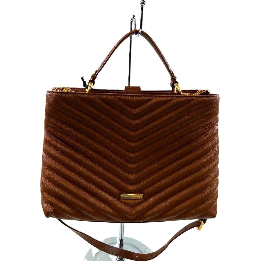 Rebecca Minkoff Edie Large Leather Top Handle Satchel Bag Brown